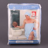 Комплект для сауны из 3 предметов (чалма, полотенце, тапочки) махровый женский, цвета в ассортименте