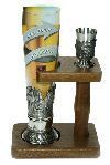 Подарочный набор для пива и водки Охота: бокал для пива, стопка для водки на деревянной подставке (стекло, олово 95%)