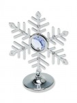Фигурка с кристаллами Swarovski Снежинка, серебристого цвета с голубыми кристаллами, сталь.