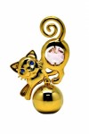 Фигурка с кристаллами Swarovski КОТЕНОК НА ШАРЕ золото - символ 2023 года