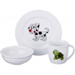 Набор детской посуды на 1 персону ЗВЕРЯТА: кружка, блюдце, тарелка 300 мл