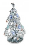Фигурка с кристаллами Swarovski Новогодняя ель, серебристого цвета с цветными кристаллами, сталь