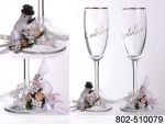 Набор бокалов для шампанского Свадебные с голубками с золотой каймой 170 мл.