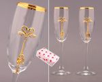 Набор бокалов для шампанского Свадебные с золотой каймой 170 мл.