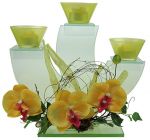 Декоративный подсвечник Желтые орхидеи на 3 свечи 28*8*28см