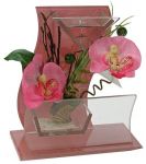 Подсвечник декоративный Пурпурная орхидея со свечой 14*6*15см