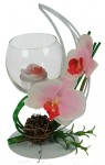 Подсвечник декоративный Розовая орхидея со свечой 12*11*22см