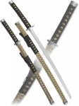 Набор самурайских мечей на подставке, 2 шт. Ножны под змеиную кожу