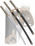 Набор самурайских мечей на подставке, 2 шт. Черные ножны