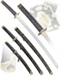 Набор самурайских мечей, 3 шт. Ножны синие с желтым