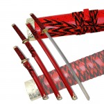 Набор самурайских мечей, 3 шт. Ножны алый мрамор